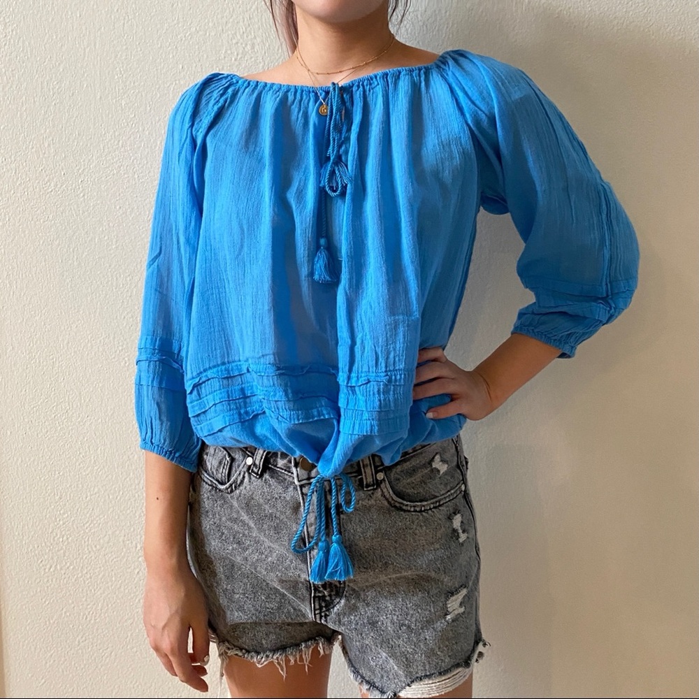 Ralph Lauren Blue Bohemian Blouse Top